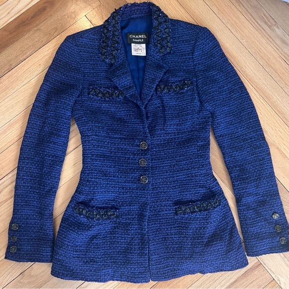 Chanel Vintage 2009 Tweed Blue Blazer Jacket - Sample - Picture 1 of 8
